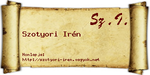 Szotyori Irén névjegykártya